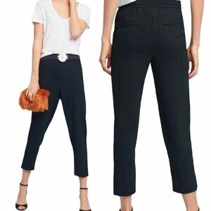 Anthropologie The Essential Pull On Trouser Pants Tapered Cropped Black Small